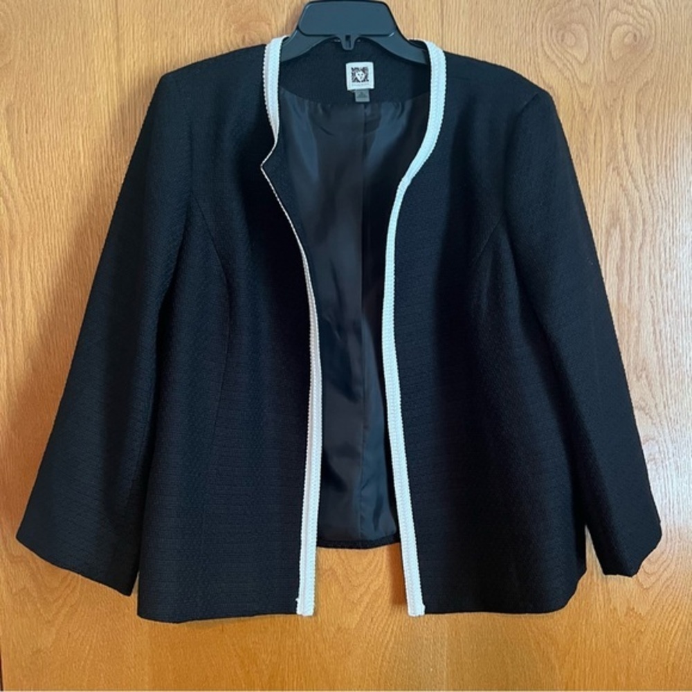 Anne Klein size XL black with white trim blazer